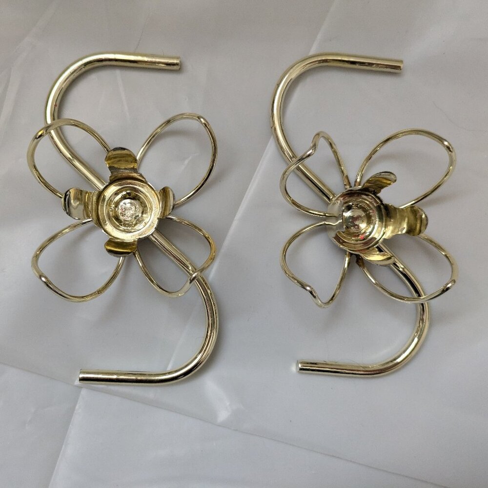 Vintage Gold Tone Metal Floral Petal Candle Holders for Taper Candles Set of 2